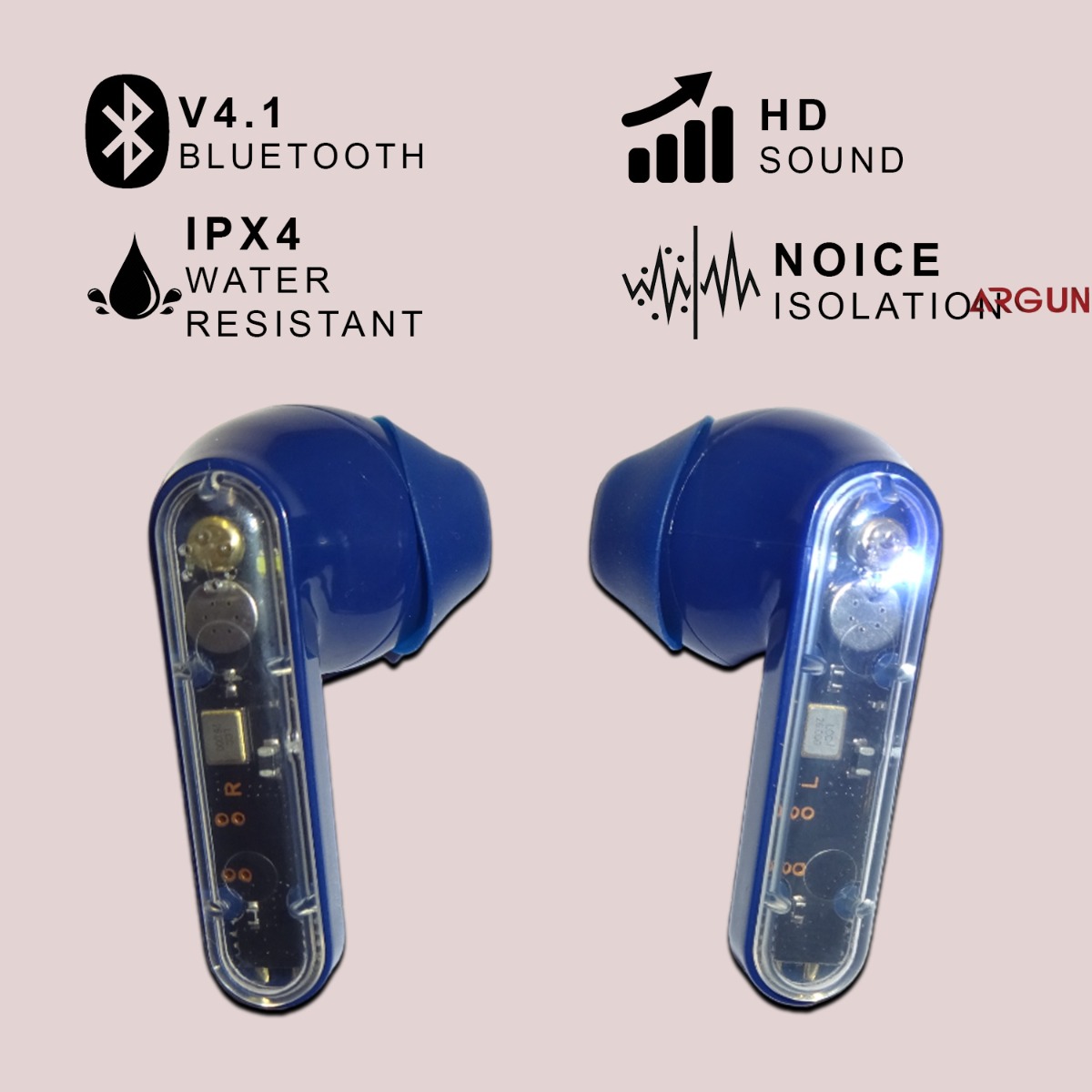 ARGUN TWS Butterfly Earbuds ,20 Hours Playback, Noise Isolation (Blue, True Wireless) Bluetooth Headset (Blue, True Wireless)