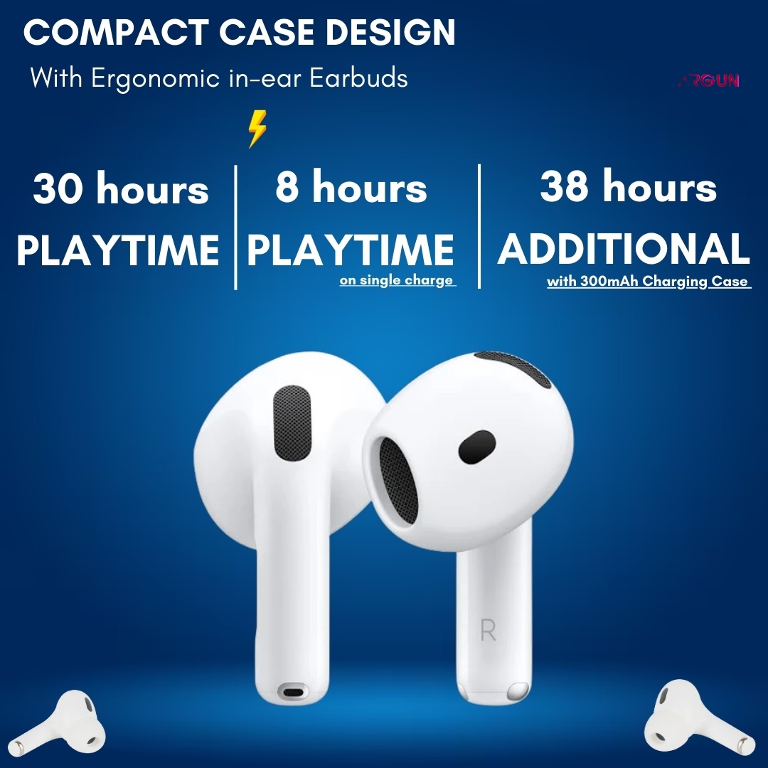 ARGUN 30H Playback TWS Bluetooth Earbuds for Long Lasting Audio Experience Bluetooth (White, True Wireless)