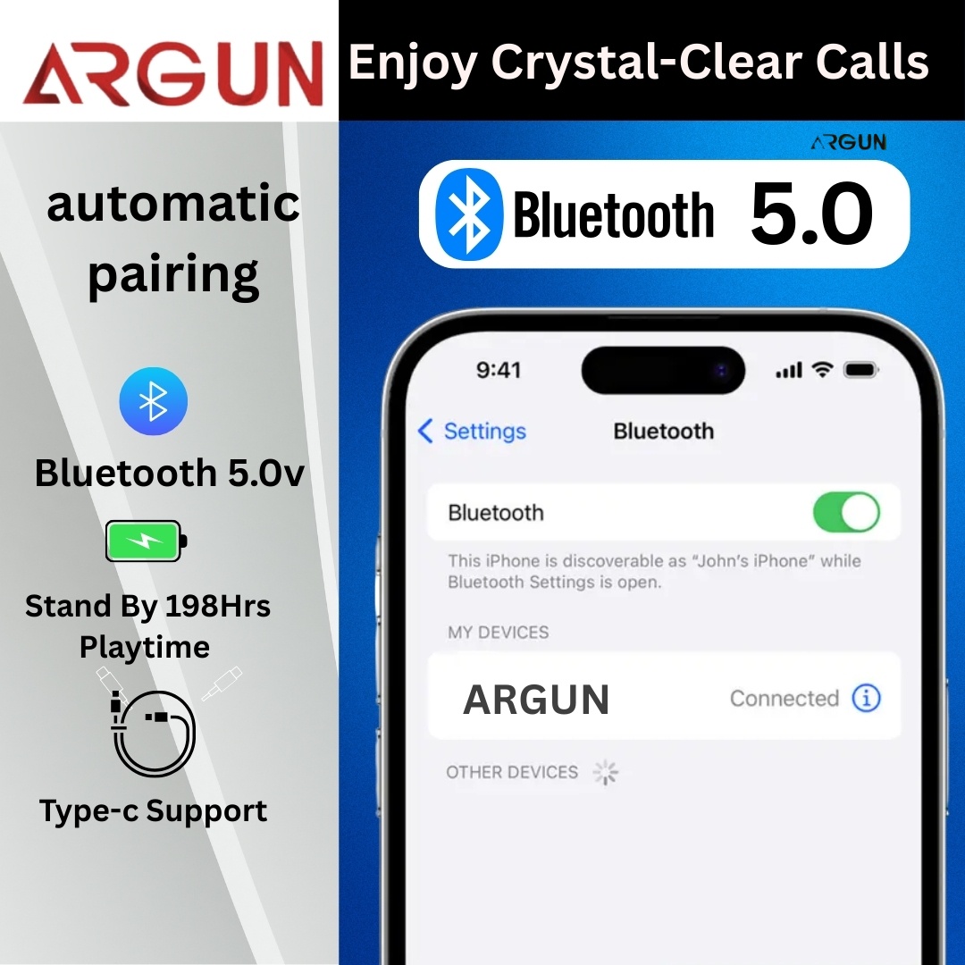ARGUN KIV Wireless Bluetooth In-Ear Neckband – 30-Hour Battery & Rich Sound Bluetooth (Black, In the Ear)